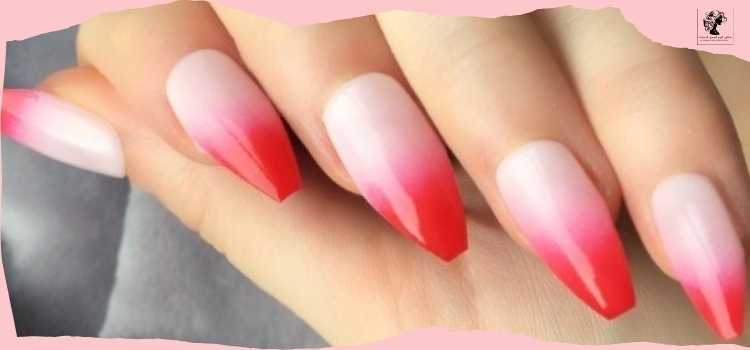 Red and White Ombre Nails
