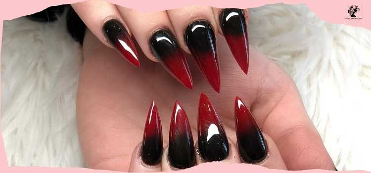 Red and Black Ombre Nails